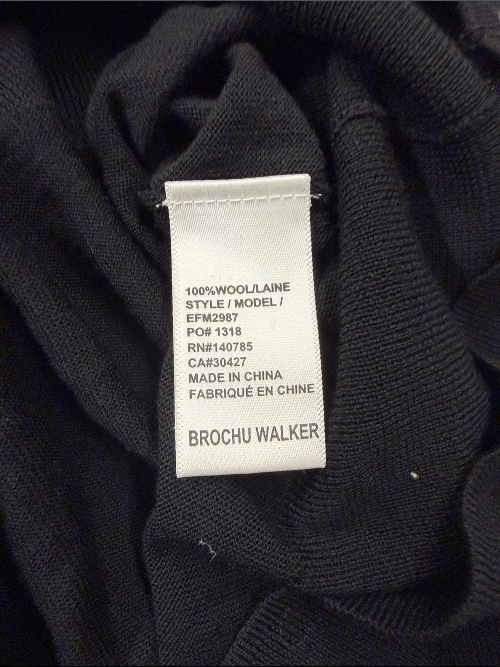 Brochu Walker 100% Wool V-Neck Pullover Sweater Black Size Medium - Picture 4 of 13